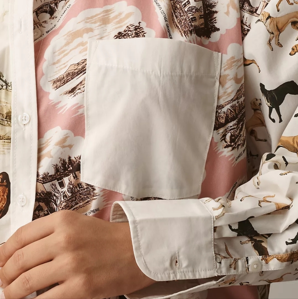 Maeve The Bennet Buttondown Shirt in Sand Dog size L NWT - Picture 4 of 11